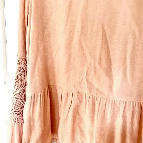 NWT Joie Emelda Bell Sleeve Blouse Blush Pink Lace  Feminine Womens Size Large - Picture 11 of 14